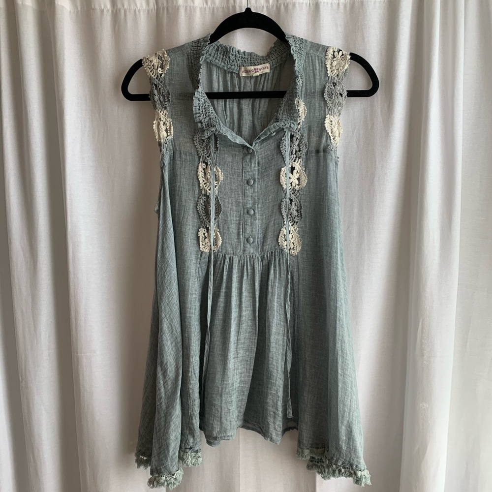 Embroidered denim top